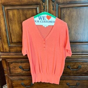 LOFT Coral V-Neck Blouse